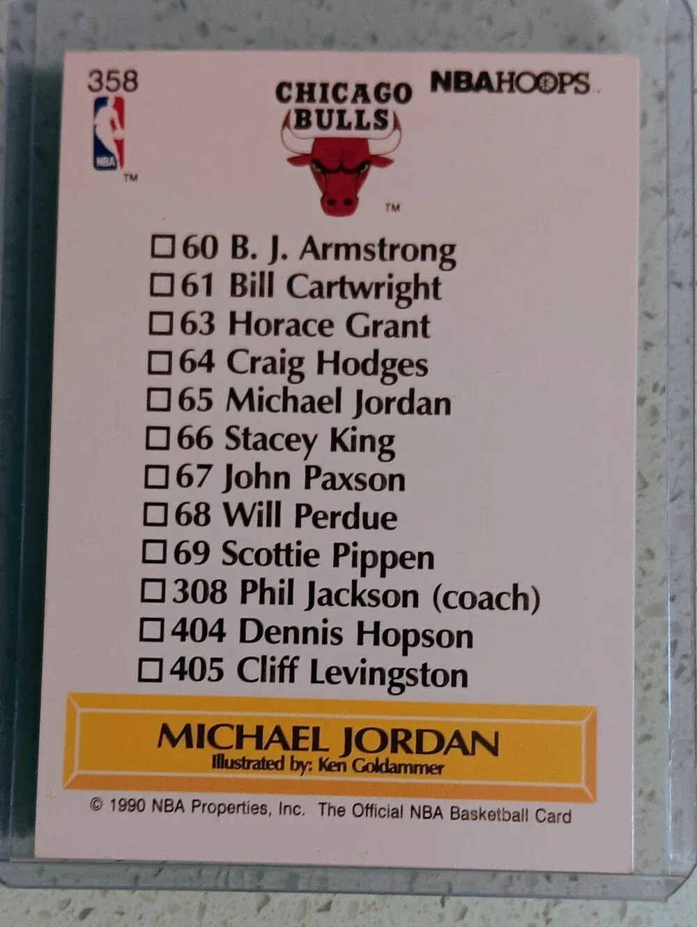 1990-91 NBA Hoops Michael Jordan Art Team Card Checklist #358 Bulls